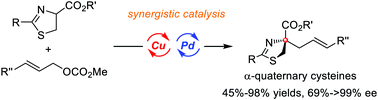 Graphical abstract: Synergistic Cu/Pd-catalyzed asymmetric allylation: a facile access to α-quaternary cysteine derivatives