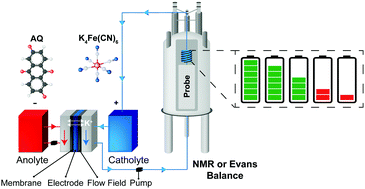 Graphical abstract: In situ bulk magnetization measurements reveal the state of charge of redox flow batteries