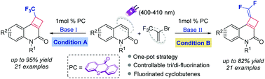 Graphical abstract: Visible light-induced one-pot synthesis of CF3/CF2-substituted cyclobutene derivatives