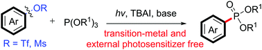 Graphical abstract: Photoinduced transition-metal and external photosensitizer free cross-coupling of aryl triflates with trialkyl phosphites