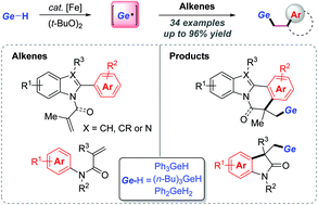 Graphical abstract: Iron-catalysed radical cyclization to synthesize germanium-substituted indolo[2,1-a]isoquinolin-6(5H)-ones and indolin-2-ones