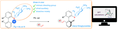Graphical abstract: Synthesis of axially chiral biaryl thioglycosides through thiosugar-directed Pd-catalyzed asymmetric C–H activation