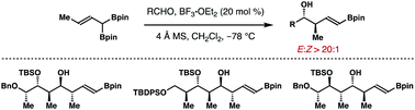 Graphical abstract: Highly stereoselective syntheses of (E)-δ-boryl-anti-homoallylic alcohols via allylation with α-boryl-(E)-crotylboronate