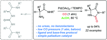Graphical abstract: Pd-Catalysed oxidative carbonylation of α-amino amides to hydantoins under mild conditions