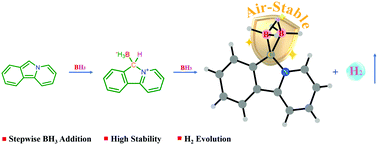 Graphical abstract: Formation of an air-stable diborane via a stepwise BH3 addition of pyrido[1,2-a]isoindole with H2 evolution