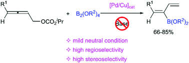 Graphical abstract: Synergistic Pd/Cu-catalysed regio- and stereoselective borylation of allenylic carbonates