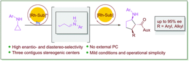 Graphical abstract: Asymmetric synthesis of cyclic β-amino carbonyl derivatives by a formal [3 + 2] photocycloaddition