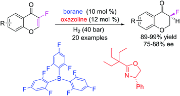 Graphical abstract: Chiral FLP-catalyzed asymmetric hydrogenation of 3-fluorinated chromones