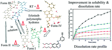 Graphical abstract: Polymorphs and hydrates of the anticancer drug erlotinib: X-ray crystallography, phase transition and biopharmaceutical studies