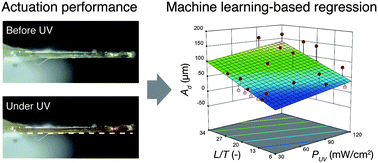Graphical abstract: Actuation performance of a photo-bending crystal modeled by machine learning-based regression
