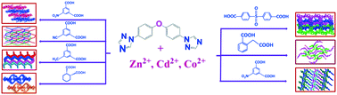 Graphical abstract: Bent-bis(triazolyl)-based coordination polymers tuned by dicarboxylate ligands: syntheses, structures and properties