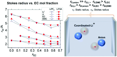 Graphical abstract: How does the solvent composition influence the transport properties of electrolyte solutions? LiPF6 and LiFSA in EC and DMC binary solvent