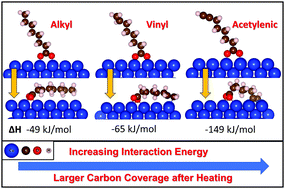 Graphical abstract: Influence of the terminal group on the thermal decomposition reactions of carboxylic acids on copper: nature of the carbonaceous film