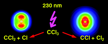 Graphical abstract: Photodissociation of the trichloromethyl radical: photofragment imaging and femtosecond photoelectron spectroscopy