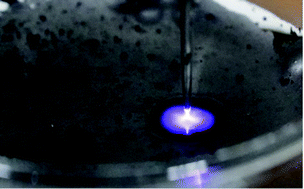 Graphical abstract: Functionalization and exfoliation of graphite with low temperature pulse plasma in distilled water