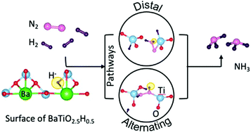 Graphical abstract: Ammonia synthesis on BaTiO2.5H0.5: computational insights into the role of hydrides