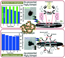 Graphical abstract: The roles of metal species supported on Fe3O4 aerogel for photoassisted 4-nitrophenol reduction and benzoic acid oxidation