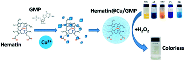 Graphical abstract: Construction of robust bienzyme-mimicking nanocatalysts for dye degradation by self-assembly of hematin, metal ions, and nucleotides