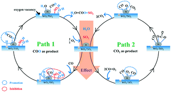 Graphical abstract: New insights into the influence mechanism of H2O and SO2 on Pt–W/Ti catalysts for CO oxidation