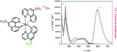 Graphical abstract: Molecular engineering for optical properties of 5-substituted-1,10-phenanthroline-based Ru(ii) complexes