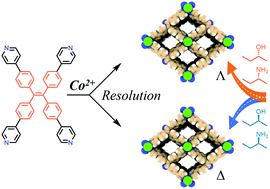 Graphical abstract: Coordination-induced spontaneous resolution of a TPPE-based MOF and its use as a crystalline sponge in guest determination