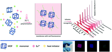 Graphical abstract: Eu3+ functionalized robust membranes based on the post-synthetic copolymerization of a metal–organic framework and ethyl methacrylate