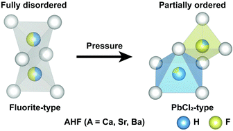 Graphical abstract: Formation of PbCl2-type AHF (A = Ca, Sr, Ba) with partial anion order at high pressure