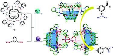 Graphical abstract: Two new calix[4]resorcinarene-based coordination cages adjusted by metal ions for the Knoevenagel condensation reaction