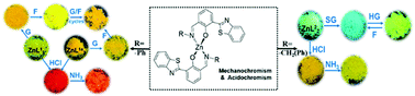 Graphical abstract: Multi-stimuli-responsive Zn(ii)-Schiff base complexes adjusted by rotatable aromatic rings