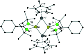 Graphical abstract: A square planar silylene nickel four-membered ring