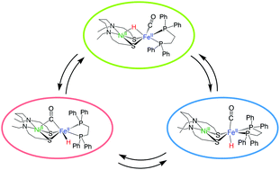 Graphical abstract: Hydrogen evolution, electron-transfer, and hydride-transfer reactions in a nickel–iron hydrogenase model complex: a theoretical study of the distinctive reactivities for the conformational isomers of nickel–iron hydride
