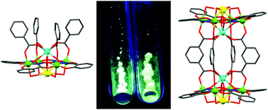 Graphical abstract: Visible and near-infrared emitting heterotrimetallic lanthanide–aluminum–sodium 12-metallacrown-4 compounds: discrete monomers and dimers