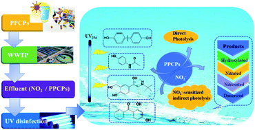 Graphical abstract: Direct and nitrite-sensitized indirect photolysis of effluent-derived phenolic contaminants under UV254 irradiation
