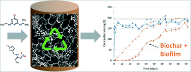 Graphical abstract: The regenerative role of biofilm in the removal of pesticides from stormwater in biochar-amended biofilters