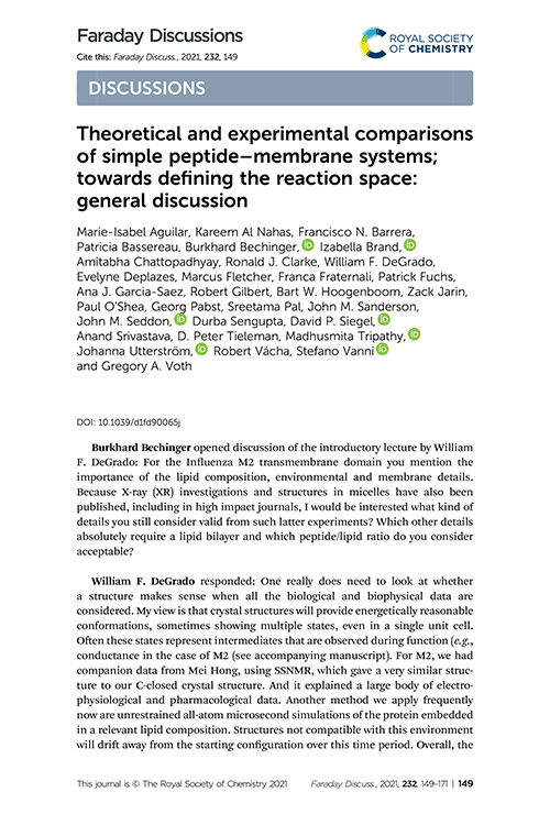 Theoretical and experimental comparisons of simple peptide–membrane systems; towards defining the reaction space: general discussion