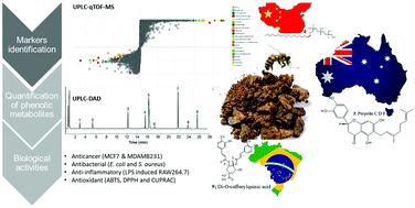 Graphical abstract: Broad-spectrum pharmacological activity of Australian propolis and metabolomic-driven identification of marker metabolites of propolis samples from three continents