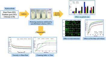 Graphical abstract: Effect of hydrocolloids on physicochemical properties, stability, and digestibility of Pickering emulsions stabilized by nanofibrillated cellulose