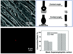 Graphical abstract: Superamphiphilic carbon from sawdust activated by oxygen/argon mixtures promoting the oxidation of benzyl alcohol in Pickering emulsion