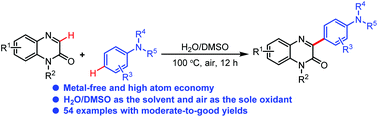 Graphical abstract: Direct para-C–H heteroarylation of anilines with quinoxalinones by metal-free cross-dehydrogenative coupling under an aerobic atmosphere