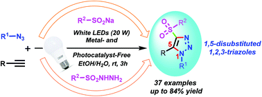 Graphical abstract: Visible-light-promoted three-component cycloaddition reaction: synthesis of 4-functionalized 1,5-disubstituted 1,2,3-triazoles