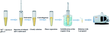 Graphical abstract: The selective separation of thorium from uranyl ions using ultrasonic-assisted solidified floating organic drop microextraction