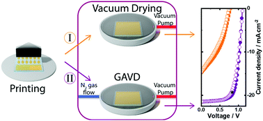 Graphical abstract: Gas flow-assisted vacuum drying: identification of a novel process for attaining high-quality perovskite films