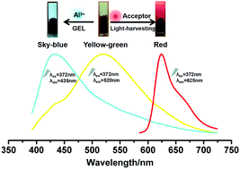 Graphical abstract: Regulation of the bi-color fluorescence changes of AIE supramolecular self-assembly gels by interaction with Al3+ and energy transfer