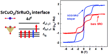 Graphical abstract: Infinite-layer/perovskite oxide heterostructure-induced high-spin states in SrCuO2/SrRuO3 bilayer films