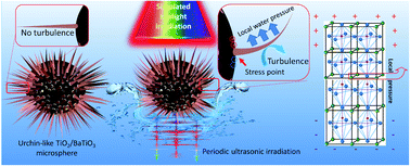 Graphical abstract: Turbulence enhanced ferroelectric-nanocrystal-based photocatalysis in urchin-like TiO2/BaTiO3 microspheres for hydrogen evolution