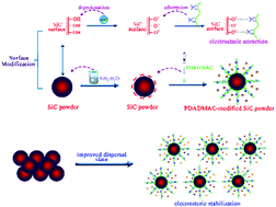 Graphical abstract: Effect of poly(diallyldimethylammonium chloride) adsorption on the dispersion features of SiC particles in aqueous media