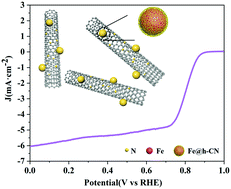 Graphical abstract: Ultrafine Fe nanoparticles embedded in N-doped carbon nanotubes derived from highly dispersed g-C3N4 nanofibers for the oxygen reduction reaction