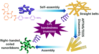 Graphical abstract: Silica covering driven intensity enhancement and handedness inversion of the CPL signals of the supramolecular assemblies
