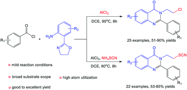 Graphical abstract: Lewis-acid-promoted cyclization reaction: synthesis of N3-chloroethyl and N3-thiocyanatoethyl quinazolinones