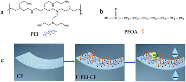 Graphical abstract: Facile preparation of cotton fabric with superhydrophilicity–oleophobicity in air and superoleophobicity under water by using branched polyethyleneimine/perfluorooctanoic acid composites